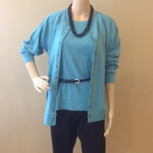 100% Cotton Round Neck Cardigan Sweater Set NWT